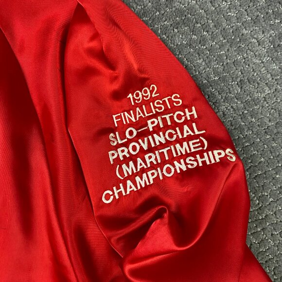 Vintage Coors Slo Pitch Satin Jacket Men's XL Fits Large Red Snap Beer Molson - Picture 11 of 15